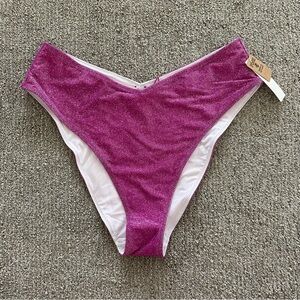 Victoria’s Secret PINK Sparkle V-Cut Bikini Bottoms‎ Magenta Size M